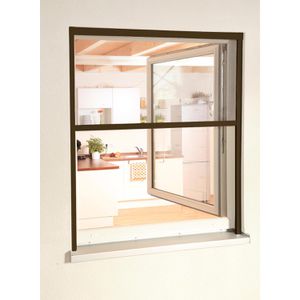 Culex Fliegengitter Alu Smart braun, für Fenster, mit Rahmen, mit Rollo, 100x160cm