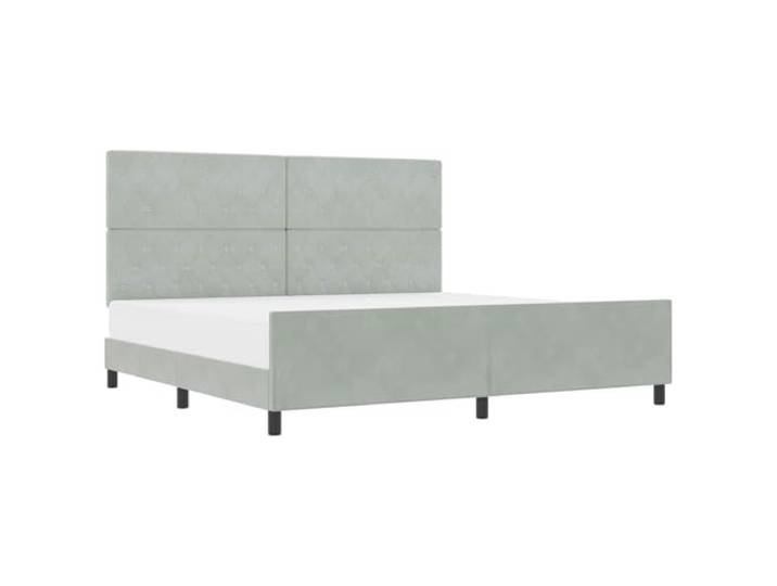 PUGYNBK Boxspringbett, Hellgrau, 200 x 200 cm, Samt Verstellbares Kopfteil, robuster Kiefernrahmen, einfache Montage, vielseitiger Stil