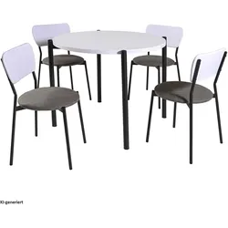 HTI-Living, Essgruppe, Tischgruppe Egbert 5-teilig Weiss (MDF)