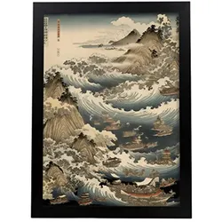 POSTER Katsushika Hokusai A3 Schwarzer Rahmen