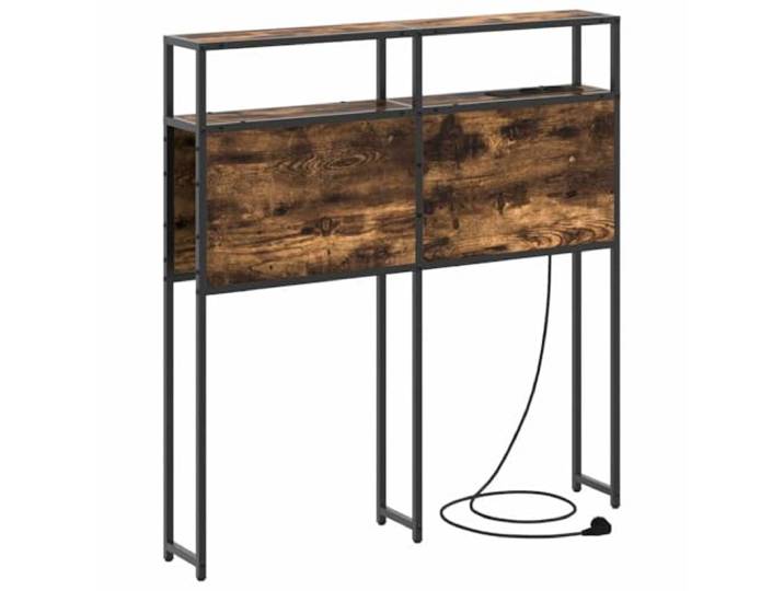Makastle Stauraum-Kopfteil Räuchereiche 15x83x98 cm Holzwerkstoff Mit Steckdosen