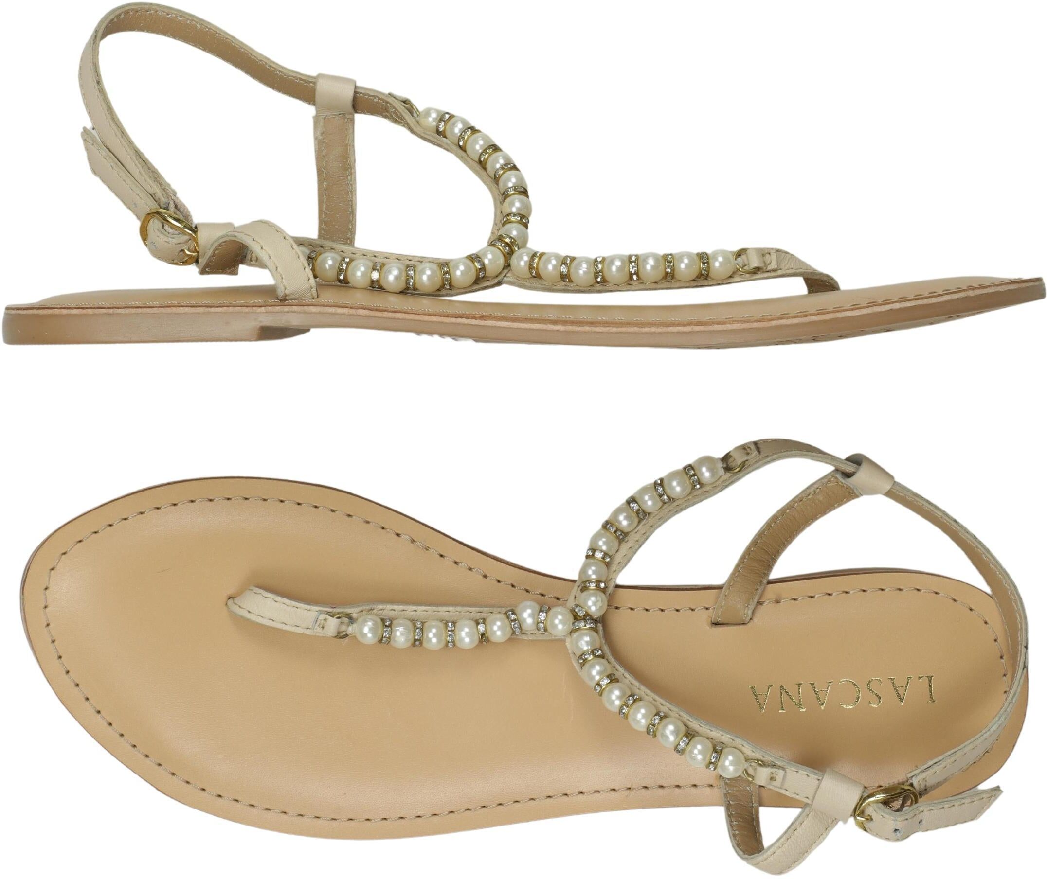 Lascana Damen Sandalen, Beige, Gr. EU 42, Leder - Second Hand