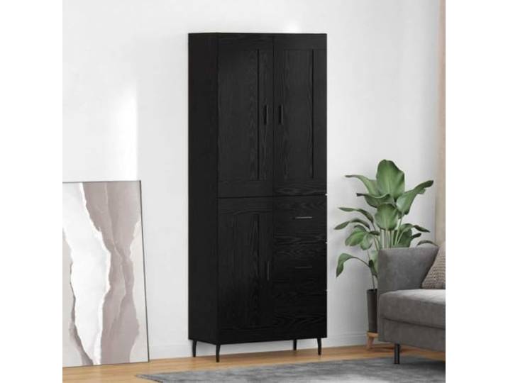 Stilvolles Highboard mit Eisenbeinen - Highboard aus Holzwerkstoff mit Stauraum - Weißes fürs Wohnzimmer - Elegantes mit Aufbewahrungsfächern 2 Stück