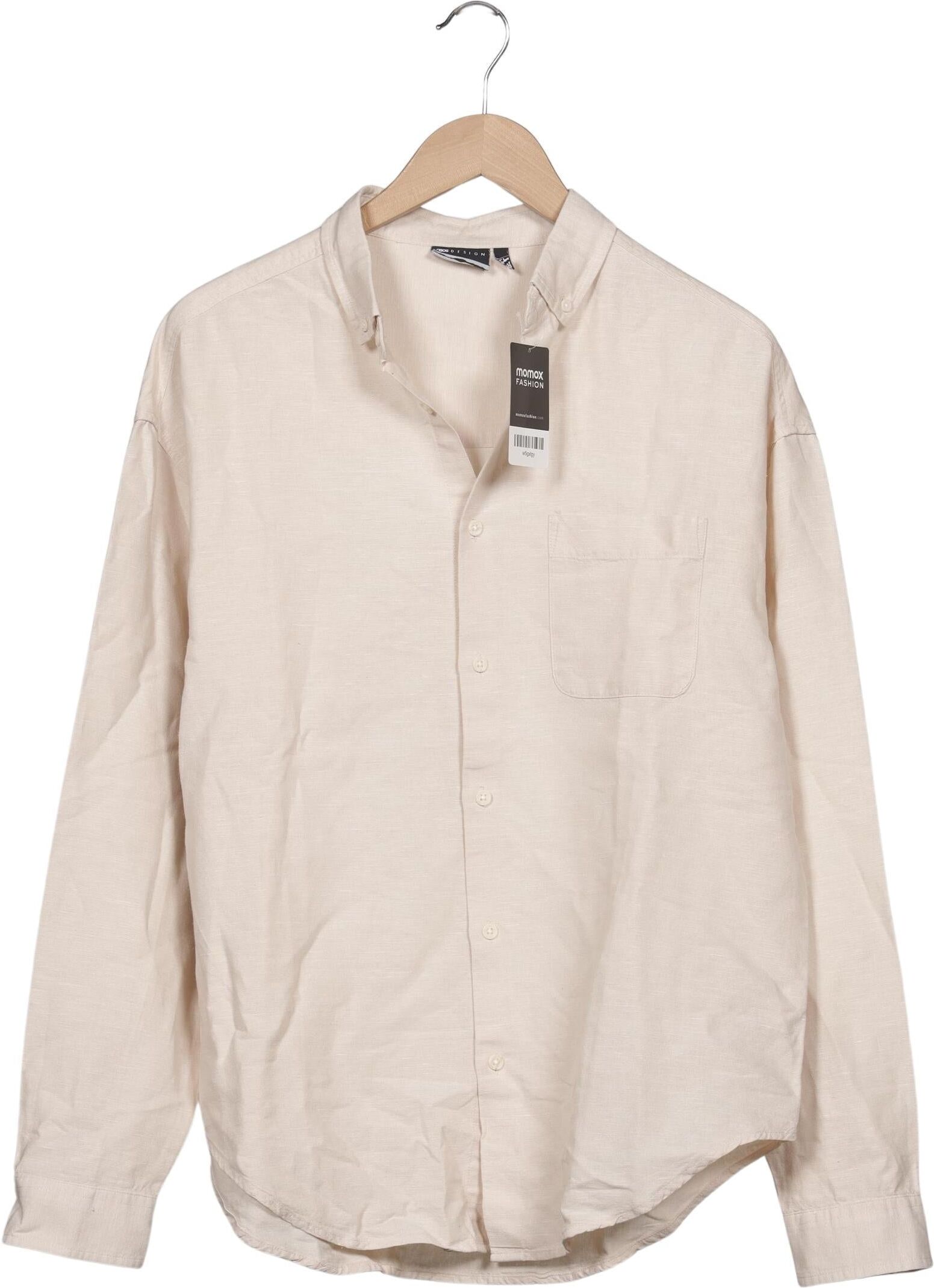 asos Herren Hemd, Beige, Gr. M, Leinen / Baumwolle - Second Hand