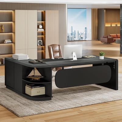 BLUEBELL 80'' L-Shaped Home Office Desk, Modern Large Computer/Executive Desk with 3 Drawers and Shelves, Office Furniture