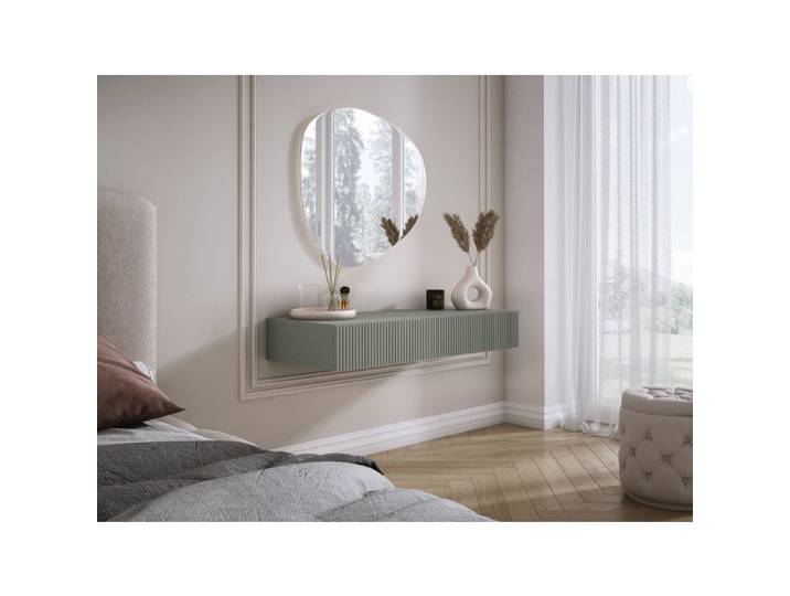 Coiffeuse suspendue avec deux tiroirs façade rainurée - aloès vert 100 x 39 6 x 16 cm