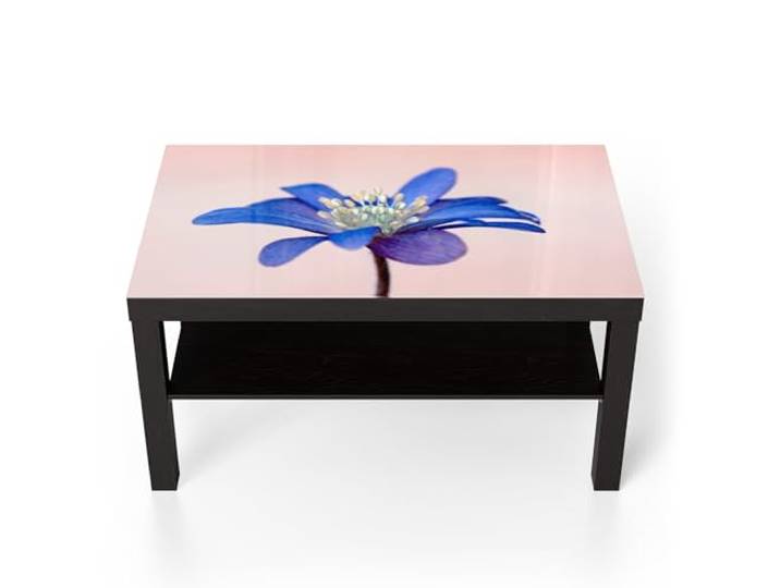 DEQORI Glastisch schwarz groß 90x50 cm Motiv Blaue Eleganz ausgefallener Beistelltisch aus Glas Hochglanz Couchtisch fürs Wohnzimmer moderner Couch Tisch mit Design