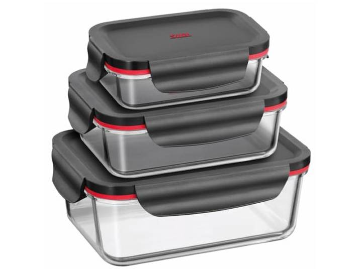 Silit Storio Vorratsdose Set 3-teilig, Glasbehälter mit Deckel luftdicht, Frischhaltedosen, spülmaschinengeeignet, mikrowellengeeignet, backofengeeignet ohne Deckel