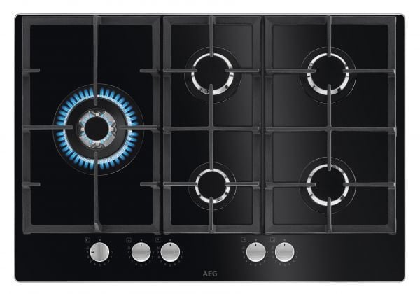 AEG HKB75820NB Ingebouwd Gasfornuis met Glasplaat, Zwart, 75 cm, 5 zones