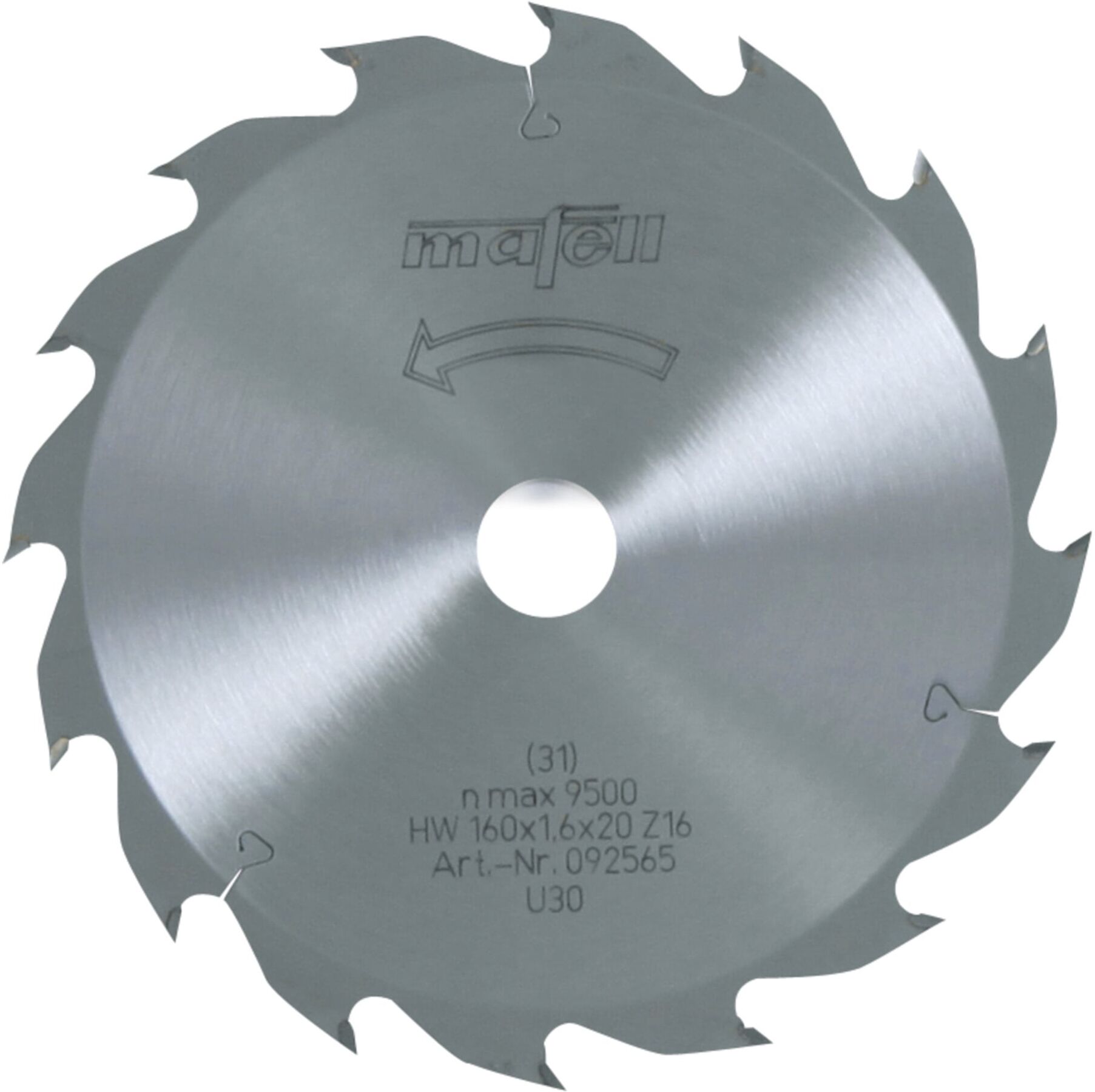Mafell Sägeblatt-HM, 160 x 1,1/1,6 x 20 mm, Z 16, WZ (092565)