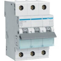 Leitungsschutzschalter dreipolig B-Charakteristik 16 Ampere 3 Module, Sicherung Retail