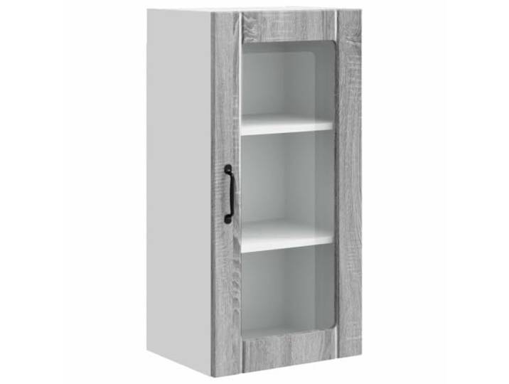 HKTMGDNG Küchen-Wandschrank Holzwerkstoff 40x31x80 cm Graues Sonoma Wandhängender Hängeschrank für Küche und Esszimmer mit 3 Ebenen, 2 Türen und kompakter Stellfläche für Geschirr
