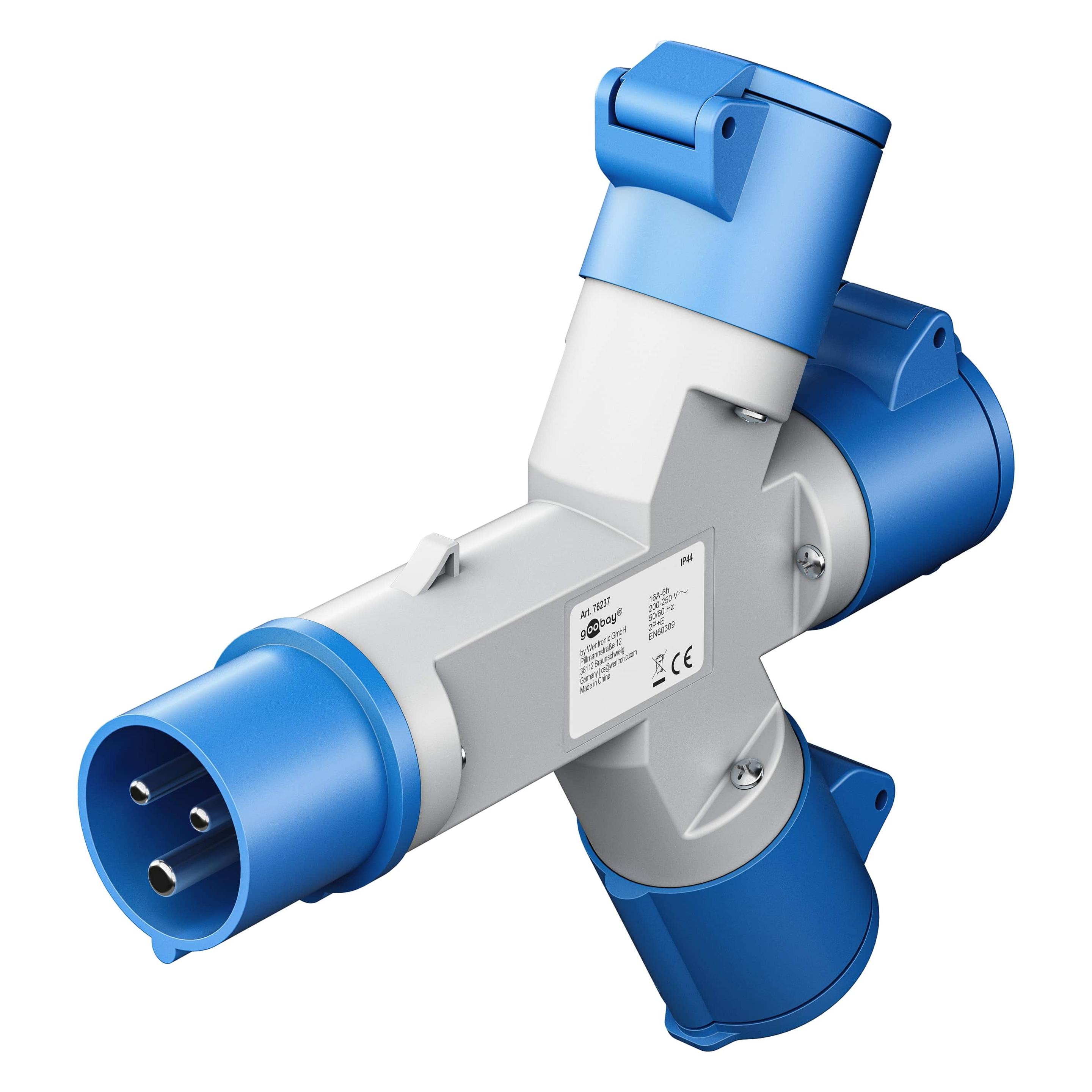 Goobay CEE-Adapter, CEE-Stecker auf 3x CEE-Kupplung (CEE 16/3, CEE 16/3) (76237)