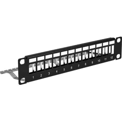 EFB 691826TS Verteilerfeld 10? 1HE 12-Port, Metall, schwarz RAL9005