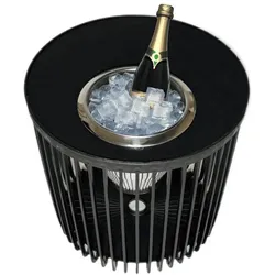 COOTAB Cooler Table, Couchtisch + Beistelltisch, Copenhagen Beistelltisch mit Edelstahl-Weinkühler (45 x 45 cm)