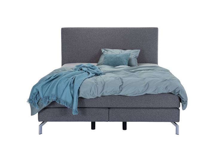 Boxspringbett - Farbe: grau - Material: Stoff - 185