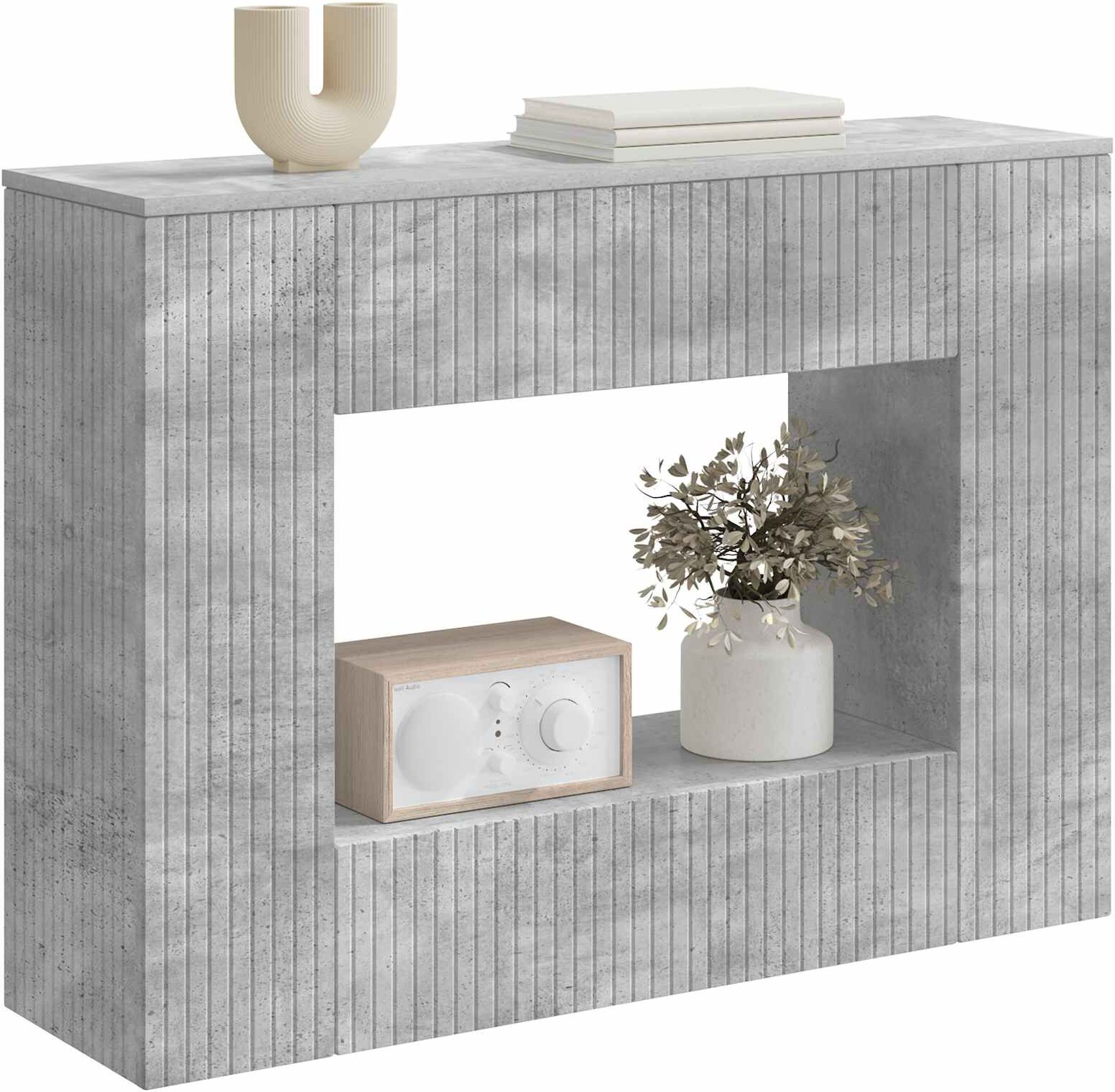 vidaXL Table console Gris Béton 101 x 29 x 74 cm Bois d’ingénierie