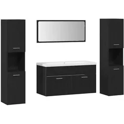 vidaXL Badezimmermöbel-Set 4 pcs Schwarz Eichen-Optik Holzwerkstoff