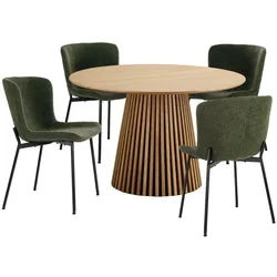 Ebuy24 Osaka Essgruppe 1 Esstisch Echtholzfurnier und 4 Stühle dunkelgrün.