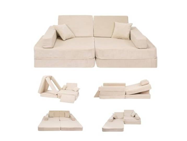 Angelove Kinder-Sofa aus Kordsamt - Kinderpolstermöbel, Couch, Ausstattung für Kinderzimmer, Beig