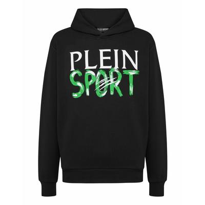 Sweatshirt PLEIN SPORT "Hoodie", Herren, Gr. M, schwarz (02, schwarz), Obermaterial: 88% Baumwolle, 12% Polyester, Sweatshirts Sweatshirt