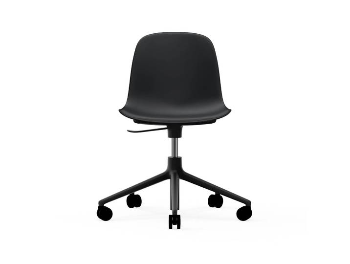 Normann Copenhagen Form chair drehbar, 5W Bürostuhl Schwarz, Schwarzes Aluminium, Rollen