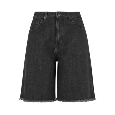 Shorts 2Y STUDIOS "2Y Studios Tima Shorts", Damen, Gr. 32, Normalgrößen, schwarz (washed schwarz), 100% Baumwolle, unifarben, normal, Hosen Shorts
