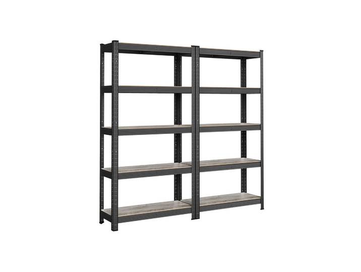 Hansiro Schwerlastregal Hong Kong 2Er-Set, Schwarz, Holzwerkstoff, 75x150x30 cm, Freizeit & Co, Heimwerken, Werkstatteinrichtung, Schwerlastregal