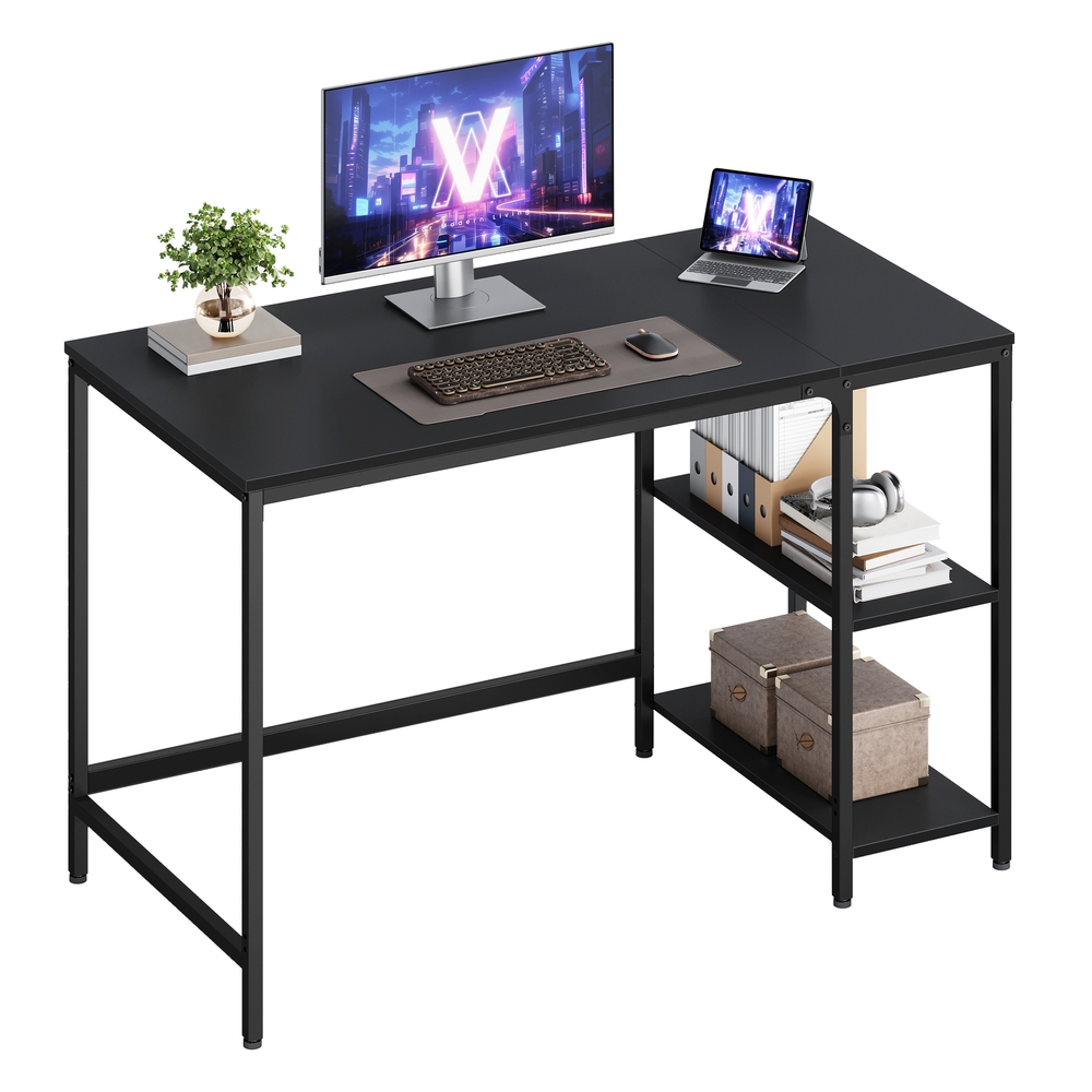 VASAGLE Computertisch mit Ablagen Schwarz LWD047B16