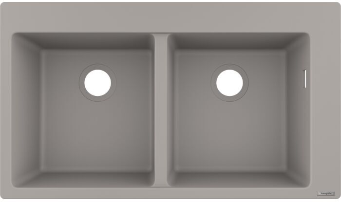 Hansgrohe Einbauspüle 43316380 880 x 510 mm, 2 Hauptbecken, Hahnlöcher vordefiniert, betongrau