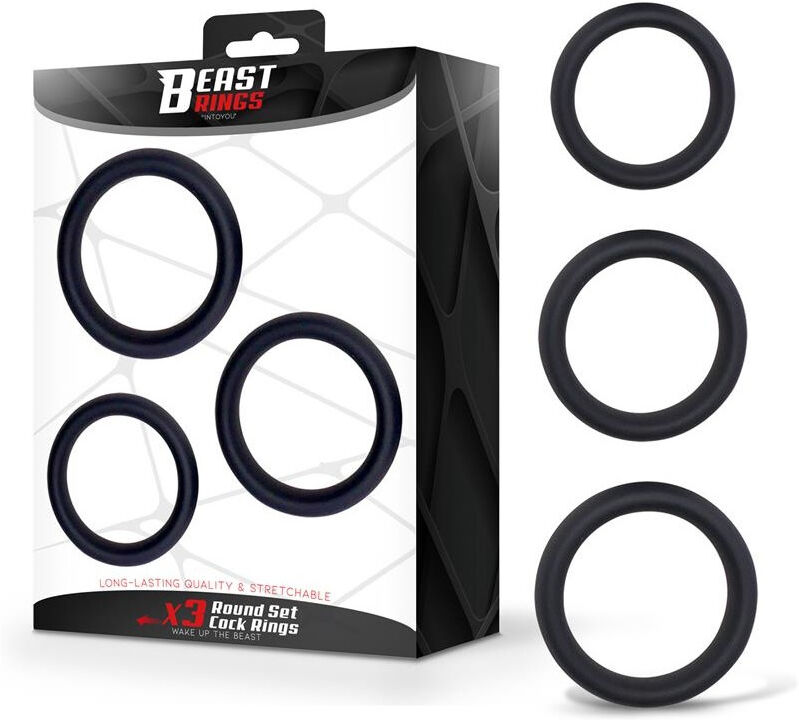 BEAST RINGS Set de 3 anneaux pour pénis en silicone doux