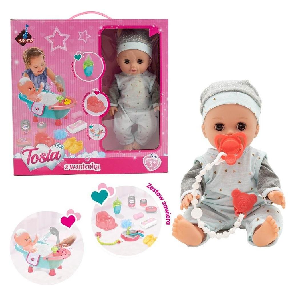 Askato Tosia-Puppe mit Badewanne in einem grau-blauen Outfit (53222145)