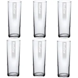 Gravur Kölschglas Bierglas 0,2 l mit Eichung Name mit Hintergrundschatten - 6 Stück