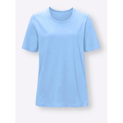 Pyjamaoberteil "Schlafanzug-Shirt", Damen, Gr. 40/42, blau (himmelblau), 100% Baumwolle, unifarben, Shirts