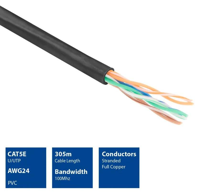 ACT 305m Cat5E Cable, 305 m, Schwarz