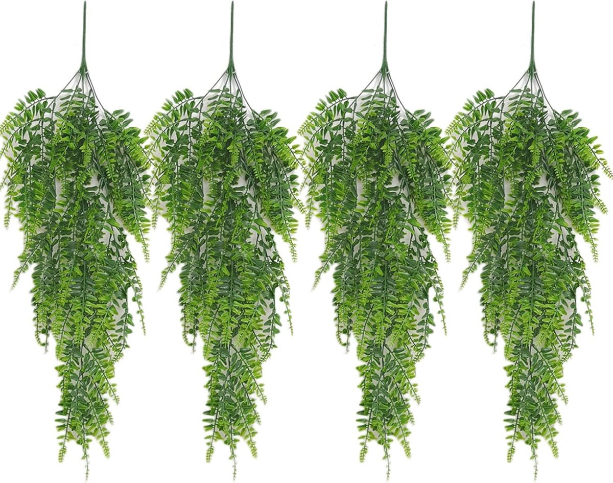 Hangende kunstplanten - 80 cm lange kunstmatige varen met groene bladeren voor binnen en buiten decoratie