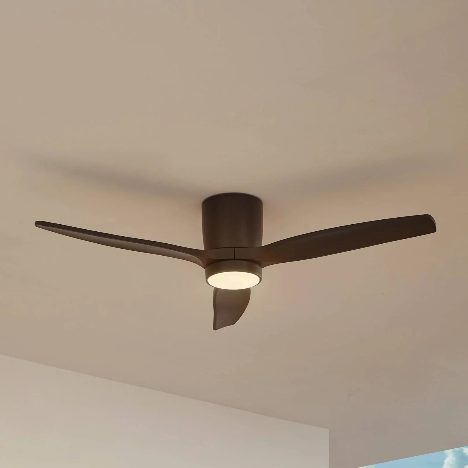 Lucande Sorin LED plafondventilator, zwart, modern, IP44