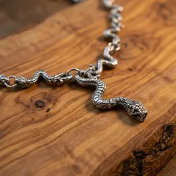 Drachensilber Halskette Design Schlange Exklusiv Schmuck 925er Silber Collier - Silber