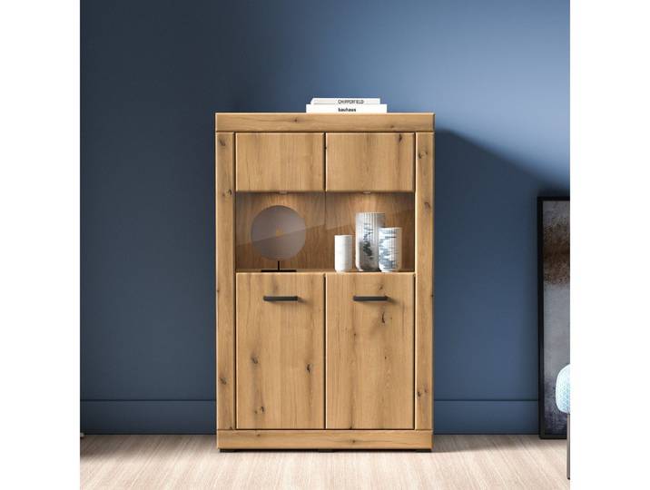 Lomadox Highboard DAKAR-131, inkl. LED-Beleuchtung, 92 cm breit, in Eiche