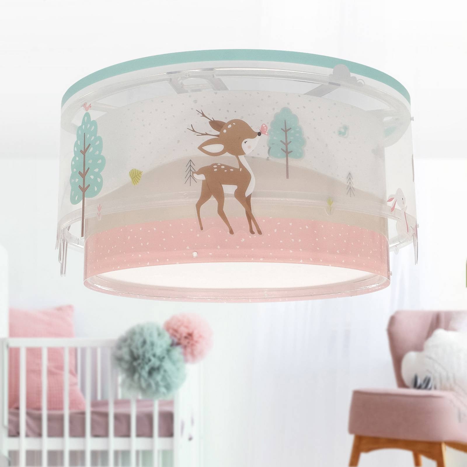 Dalber Plafondlamp LOVING DEER, dimbaar, multicolor, Kunststof, Kinderkamer