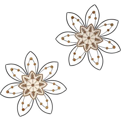 Wanddekoobjekt "Wanddekoration", beige (naturfarben), T:5cm Ø:57cm, Metall, HOFMANN LIVING AND MORE, Wanddekoobjekte, Wandbild im 2er-Set, Vögel
