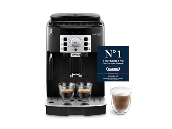De'Longhi Magnifica S - Kaffeevollautomat 2 Getränke Schwarz Kaffeemaschine mit Manuellem Milchaufschäumer, Espresso und Cappuccino, 2-Tassen-Funktion, Tastenbedienfeld, ECAM22.110.B