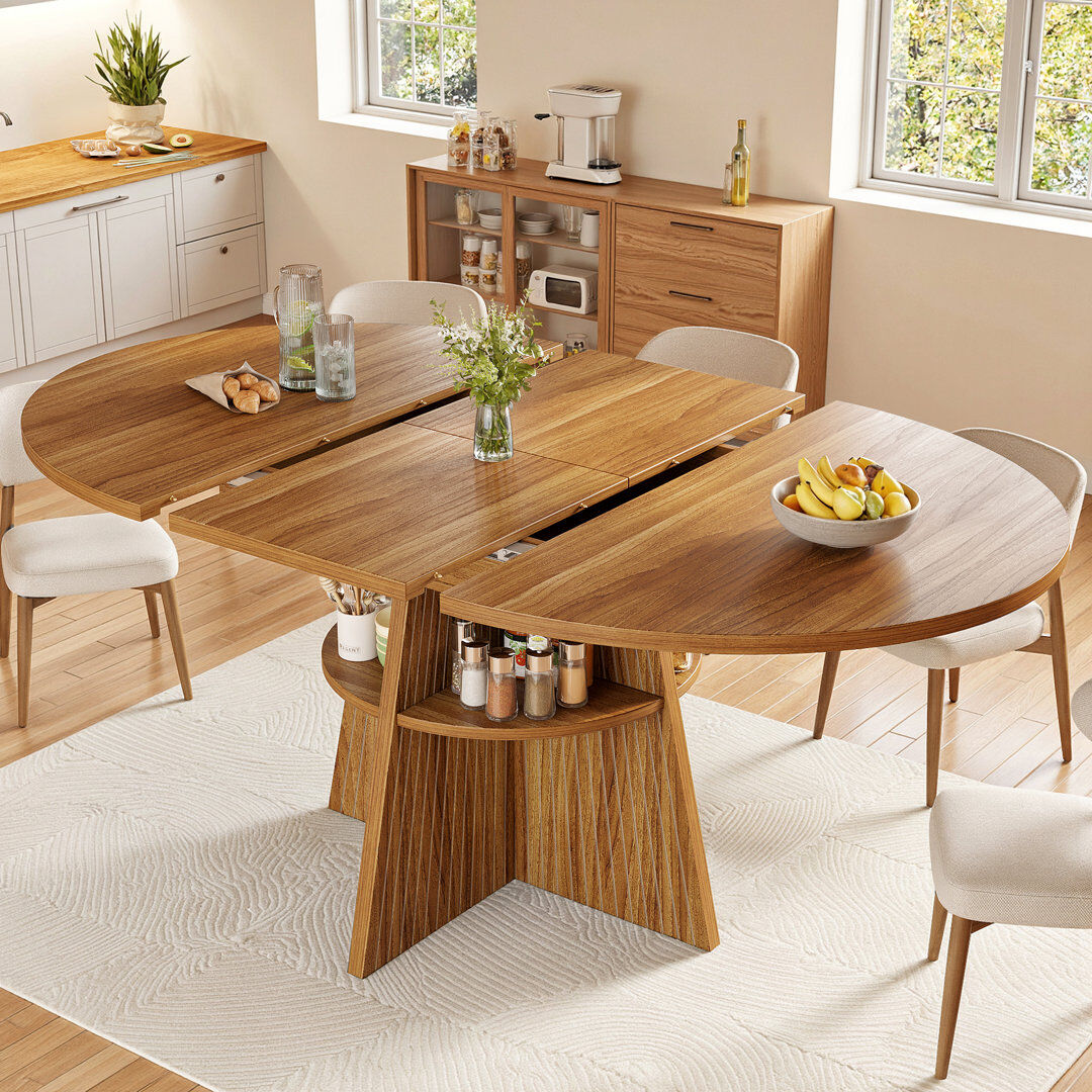 Brayden Studio 150 cm Extendable Dining Table Brown Wood