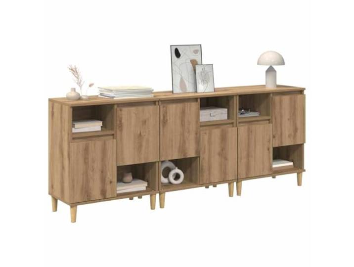 KTHLBRH Sideboard 3 Stück Mehrschichtholz Eiche Handwerk 60 x 35 x 70 cm 12 Regale, 6 Türen, Esszimmermöbel mit Ablagen, Wohnzimmermöbel, einfache Montage