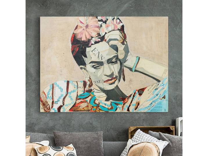 Impression sur toile Frida Kahlo I Lin Beige 80 x 60 x 2cm