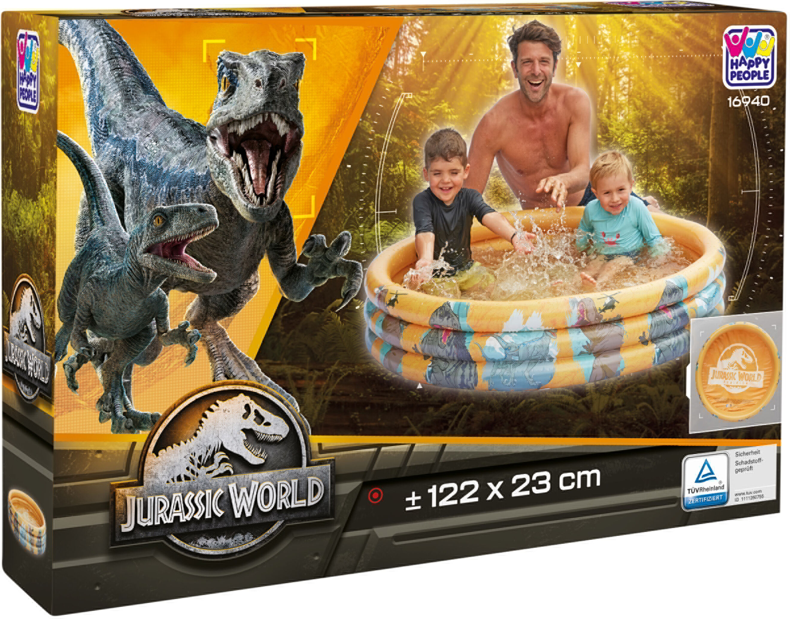 JURASSIC WORLD 3-Ring-Pool, Dino-Design, 122 x 23 cm
