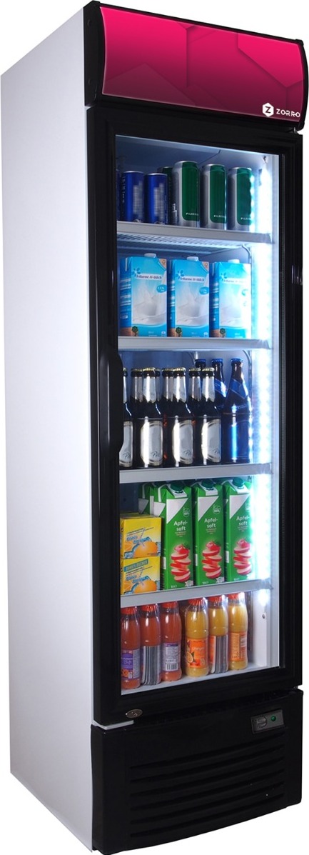 ZORRO Getränkekühlschrank ZK 280 | Weiß/Schwarz | 280 Liter | Glastür