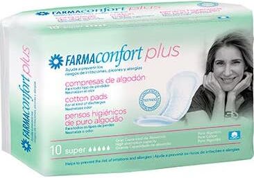 FARMACONFORT Plus compresas súper algodón 10uds