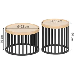 Vicco, Couchtisch + Beistelltisch, Couchtisch-Set Enara, Bambus/Schwarz, x cm, mit 2 Teilen (50.50 x 50.50 x 50 cm)