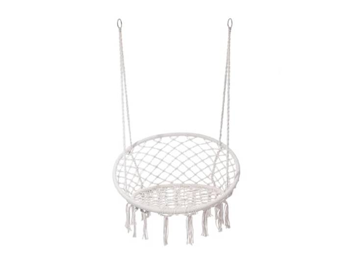 Rebecca Mobili Hängemattenstuhl, Hängesessel zum Aufhängen, cremefarben, Stahl, Polycotton, für Garten und Veranda, schwenkbar, robust – Maße HxBxT: 120 x 80 x 60 cm – Art. RE7175